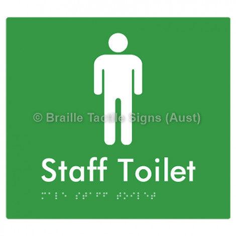 Male Staff Toilet - Braille Tactile Signs (Aust) - BTS74-grn - Fully Custom Signs - Fast Shipping - High Quality