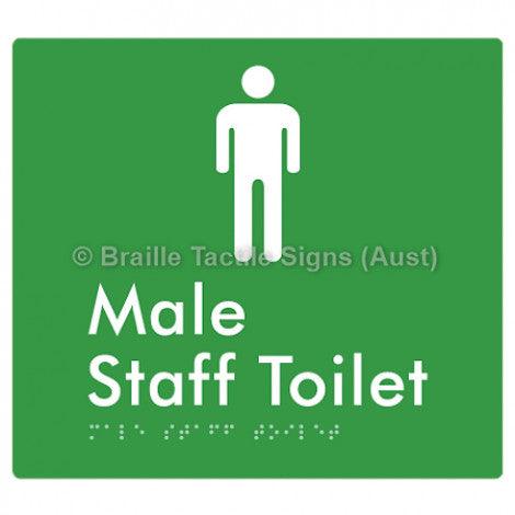 Male Staff Toilet - Braille Tactile Signs (Aust) - BTS74n-grn - Fully Custom Signs - Fast Shipping - High Quality