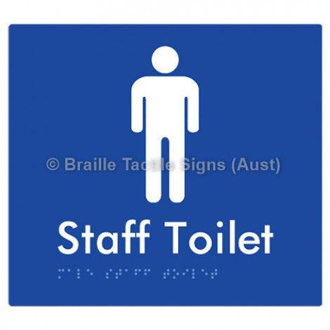 Male Staff Toilet - Braille Tactile Signs (Aust) - BTS74-blu - Fully Custom Signs - Fast Shipping - High Quality