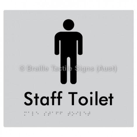 Male Staff Toilet - Braille Tactile Signs (Aust) - BTS74-slv - Fully Custom Signs - Fast Shipping - High Quality