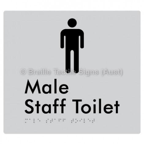 Male Staff Toilet - Braille Tactile Signs (Aust) - BTS74n-slv - Fully Custom Signs - Fast Shipping - High Quality