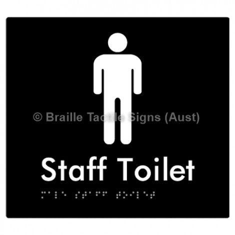 Male Staff Toilet - Braille Tactile Signs (Aust) - BTS74-blk - Fully Custom Signs - Fast Shipping - High Quality