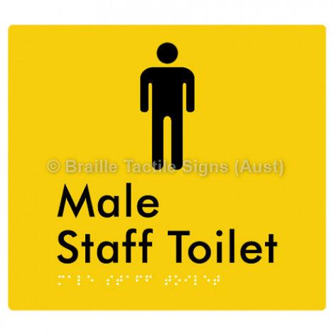 Male Staff Toilet - Braille Tactile Signs (Aust) - BTS74n-yel - Fully Custom Signs - Fast Shipping - High Quality