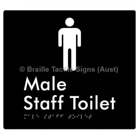 Male Staff Toilet - Braille Tactile Signs (Aust) - BTS74n-blk - Fully Custom Signs - Fast Shipping - High Quality