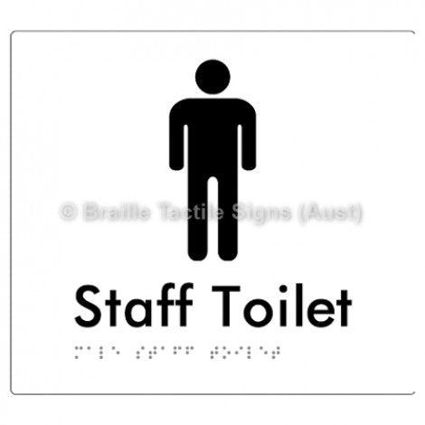 Male Staff Toilet - Braille Tactile Signs (Aust) - BTS74-wht - Fully Custom Signs - Fast Shipping - High Quality