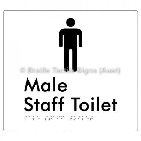 Male Staff Toilet - Braille Tactile Signs (Aust) - BTS74n-wht - Fully Custom Signs - Fast Shipping - High Quality