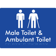 Braille Sign Male Toilet & Ambulant Toilet - Braille Tactile Signs Aust. - BTS403-blu - Custom Signs - Fast Shipping - High Quality - Australian Made &amp; Owned