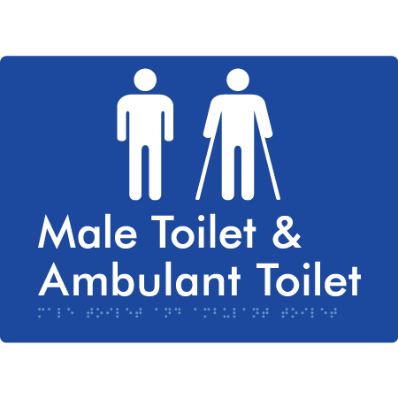 Braille Sign Male Toilet & Ambulant Toilet - Braille Tactile Signs Aust. - BTS403-blu - Custom Signs - Fast Shipping - High Quality - Australian Made &amp; Owned