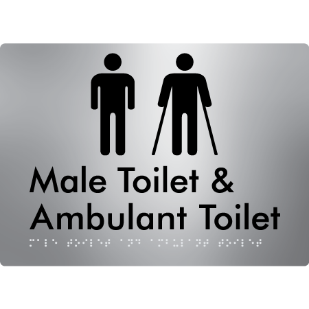 Braille Sign Male Toilet & Ambulant Toilet - Braille Tactile Signs Aust. - BTS403-aliS - Custom Signs - Fast Shipping - High Quality - Australian Made &amp; Owned