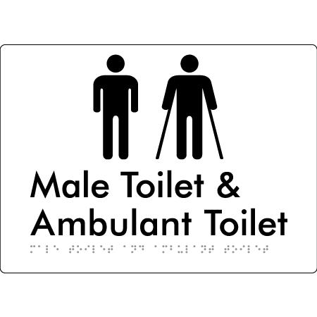 Braille Sign Male Toilet & Ambulant Toilet - Braille Tactile Signs Aust. - BTS403-wht - Custom Signs - Fast Shipping - High Quality - Australian Made &amp; Owned