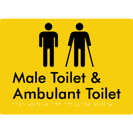 Braille Sign Male Toilet & Ambulant Toilet - Braille Tactile Signs Aust. - BTS403-yel - Custom Signs - Fast Shipping - High Quality - Australian Made &amp; Owned