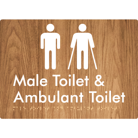 Braille Sign Male Toilet & Ambulant Toilet - Braille Tactile Signs Aust. - BTS403-wdg - Custom Signs - Fast Shipping - High Quality - Australian Made &amp; Owned