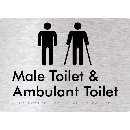 Braille Sign Male Toilet & Ambulant Toilet - Braille Tactile Signs Aust. - BTS403-aliB - Custom Signs - Fast Shipping - High Quality - Australian Made &amp; Owned