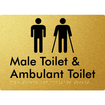 Braille Sign Male Toilet & Ambulant Toilet - Braille Tactile Signs Aust. - BTS403-aliG - Custom Signs - Fast Shipping - High Quality - Australian Made &amp; Owned