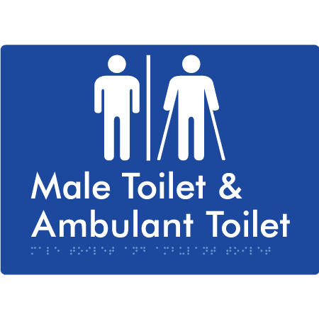 Braille Sign Male Toilet & Ambulant Toilet with Air Lock - Braille Tactile Signs Aust. - BTS403-AL-blu - Custom Signs - Fast Shipping - High Quality - Australian Made &amp; Owned