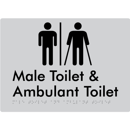 Braille Sign Male Toilet & Ambulant Toilet with Air Lock - Braille Tactile Signs Aust. - BTS403-AL-slv - Custom Signs - Fast Shipping - High Quality - Australian Made &amp; Owned