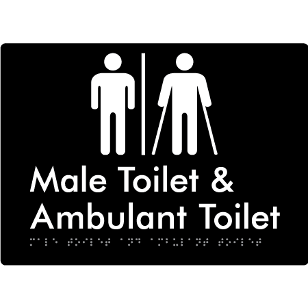 Braille Sign Male Toilet & Ambulant Toilet with Air Lock - Braille Tactile Signs Aust. - BTS403-AL-blk - Custom Signs - Fast Shipping - High Quality - Australian Made &amp; Owned