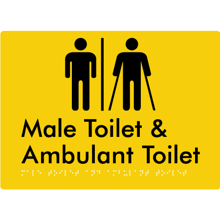 Braille Sign Male Toilet & Ambulant Toilet with Air Lock - Braille Tactile Signs Aust. - BTS403-AL-yel - Custom Signs - Fast Shipping - High Quality - Australian Made &amp; Owned