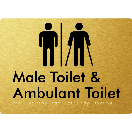 Braille Sign Male Toilet & Ambulant Toilet with Air Lock - Braille Tactile Signs Aust. - BTS403-AL-aliG - Custom Signs - Fast Shipping - High Quality - Australian Made &amp; Owned