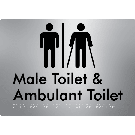 Braille Sign Male Toilet & Ambulant Toilet with Air Lock - Braille Tactile Signs Aust. - BTS403-AL-aliS - Custom Signs - Fast Shipping - High Quality - Australian Made &amp; Owned