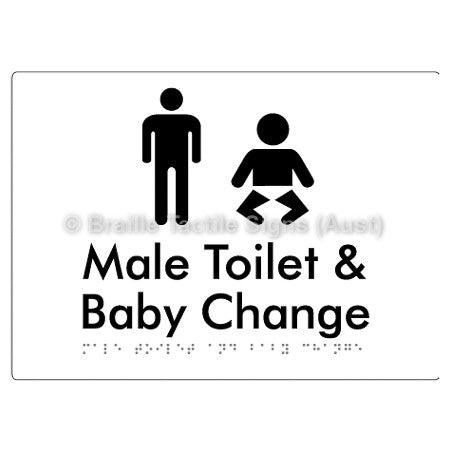 Male Toilet and Baby Change - Braille Tactile Signs (Aust) - BTS180n-wht - Fully Custom Signs - Fast Shipping - High Quality