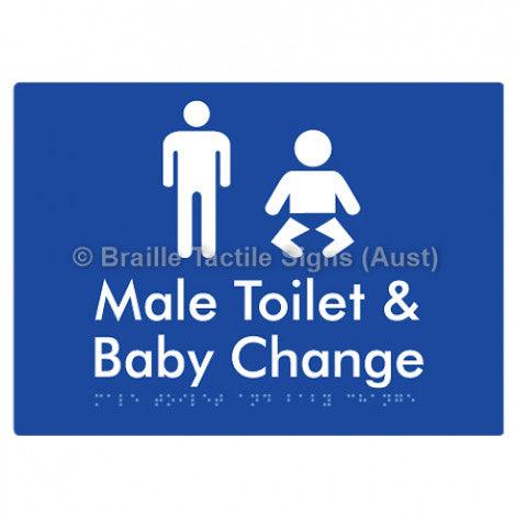 Male Toilet and Baby Change - Braille Tactile Signs (Aust) - BTS180n-blu - Fully Custom Signs - Fast Shipping - High Quality