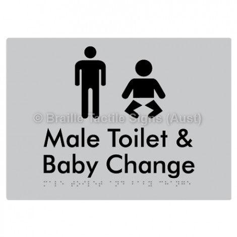 Male Toilet and Baby Change - Braille Tactile Signs (Aust) - BTS180n-slv - Fully Custom Signs - Fast Shipping - High Quality