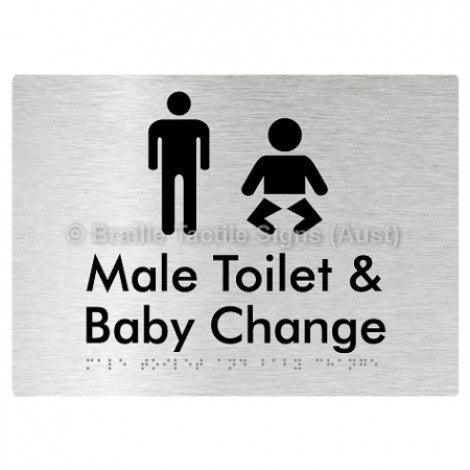 Male Toilet and Baby Change - Braille Tactile Signs (Aust) - BTS180n-aliB - Fully Custom Signs - Fast Shipping - High Quality