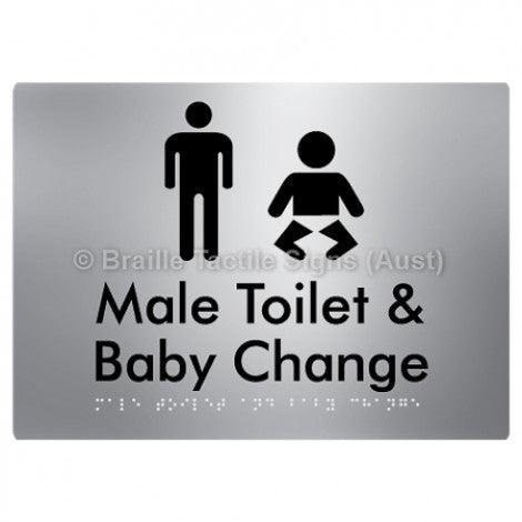Male Toilet and Baby Change - Braille Tactile Signs (Aust) - BTS180n-aliS - Fully Custom Signs - Fast Shipping - High Quality