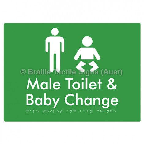 Male Toilet and Baby Change - Braille Tactile Signs (Aust) - BTS180n-grn - Fully Custom Signs - Fast Shipping - High Quality