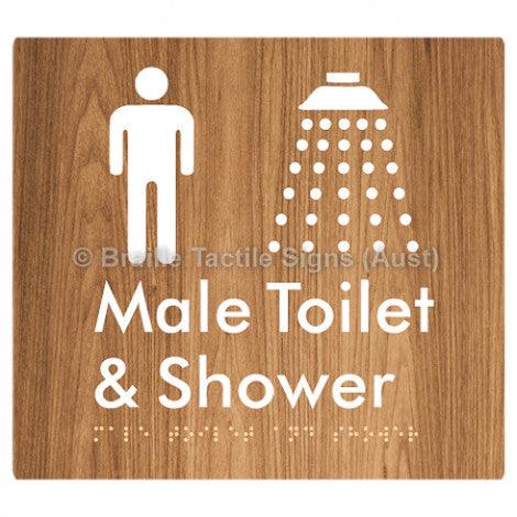 Male Toilet and Shower - Braille Tactile Signs (Aust) - BTS64n-wdg - Fully Custom Signs - Fast Shipping - High Quality