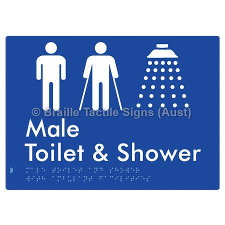 Male Toilet & Shower with Ambulant Facilities - Braille Tactile Signs (Aust) - BTS306-blu - Fully Custom Signs - Fast Shipping - High Quality