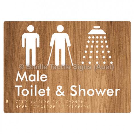 Male Toilet & Shower with Ambulant Facilities - Braille Tactile Signs (Aust) - BTS306-wdg - Fully Custom Signs - Fast Shipping - High Quality