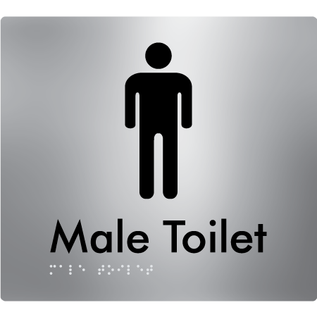 Braille Sign Male Toilet - Braille Tactile Signs Aust. - BTS02n-aliS - Custom Signs - Fast Shipping - High Quality - Australian Made &amp; Owned