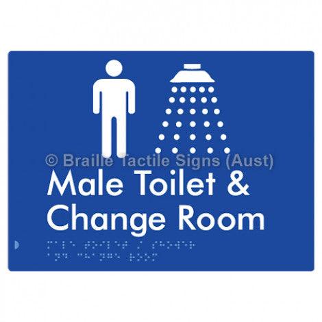 Male Toilet / Shower & Change Room - Braille Tactile Signs (Aust) - BTS283-blu - Fully Custom Signs - Fast Shipping - High Quality