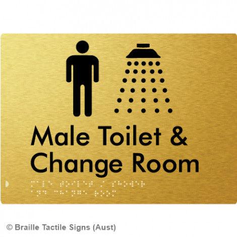 Male Toilet / Shower & Change Room - Braille Tactile Signs (Aust) - BTS283-aliG - Fully Custom Signs - Fast Shipping - High Quality
