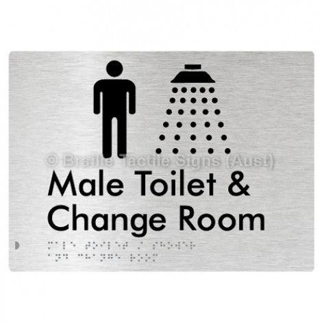 Male Toilet / Shower & Change Room - Braille Tactile Signs (Aust) - BTS283-aliB - Fully Custom Signs - Fast Shipping - High Quality