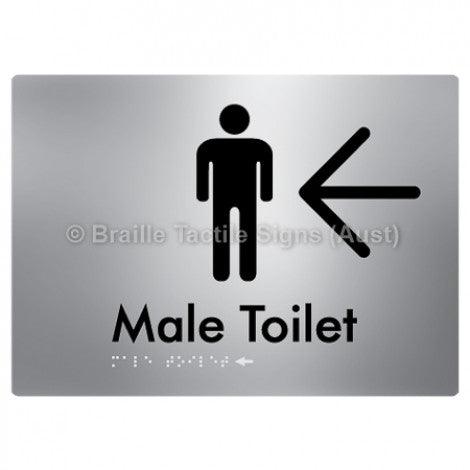 Braille Sign Male Toilet w/ Large Arrow - Braille Tactile Signs (Aust) - BTS02n->L-aliS - Fully Custom Signs - Fast Shipping - High Quality - Australian Made &amp; Owned