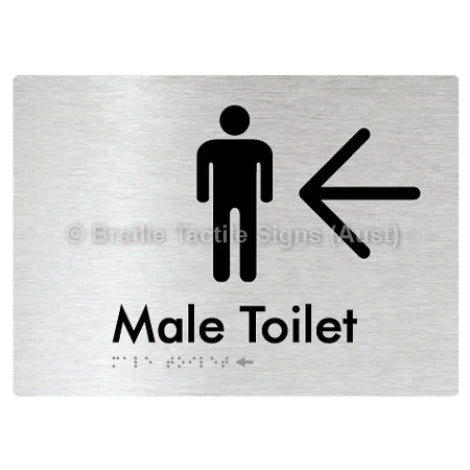 Male Toilet w/ Large Arrow - Braille Tactile Signs (Aust) - BTS02n->L-aliB - Fully Custom Signs - Fast Shipping - High Quality