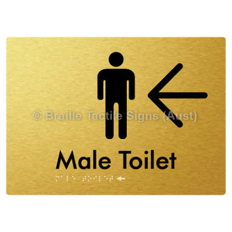 Male Toilet w/ Large Arrow - Braille Tactile Signs (Aust) - BTS02n->L-aliG - Fully Custom Signs - Fast Shipping - High Quality