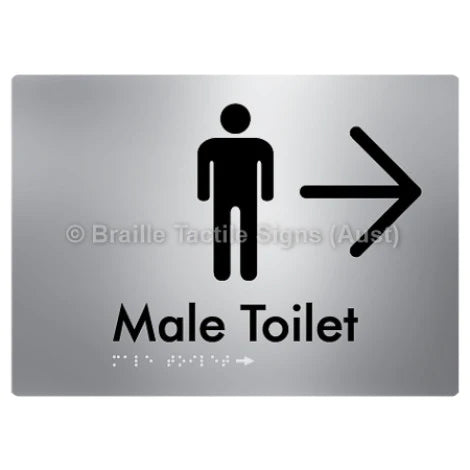 Male Toilet w/ Large Arrow - Braille Tactile Signs (Aust) - BTS02n->L-yel - Fully Custom Signs - Fast Shipping - High Quality