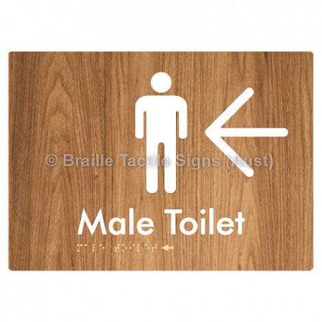 Braille Sign Male Toilet w/ Large Arrow - Braille Tactile Signs (Aust) - BTS02n->L-wdg - Fully Custom Signs - Fast Shipping - High Quality - Australian Made &amp; Owned