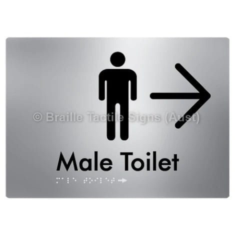 Braille Sign Male Toilet w/ Large Arrow - Braille Tactile Signs (Aust) - BTS02n->R-aliS - Fully Custom Signs - Fast Shipping - High Quality - Australian Made &amp; Owned