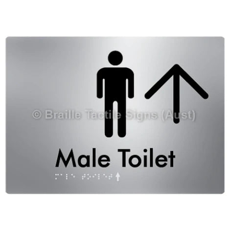 Braille Sign Male Toilet w/ Large Arrow - Braille Tactile Signs (Aust) - BTS02n->U-aliS - Fully Custom Signs - Fast Shipping - High Quality - Australian Made &amp; Owned