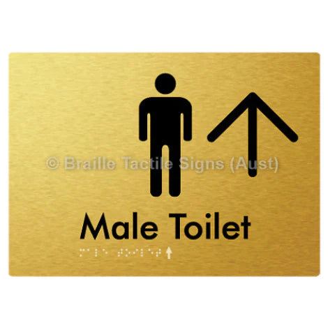 Braille Sign Male Toilet w/ Large Arrow - Braille Tactile Signs (Aust) - BTS02n->U-aliG - Fully Custom Signs - Fast Shipping - High Quality - Australian Made &amp; Owned