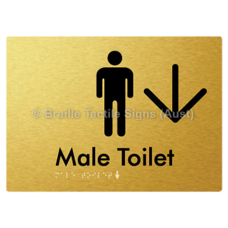 Braille Sign Male Toilet w/ Large Arrow - Braille Tactile Signs (Aust) - BTS02n->D-aliG - Fully Custom Signs - Fast Shipping - High Quality - Australian Made &amp; Owned