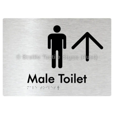 Braille Sign Male Toilet w/ Large Arrow - Braille Tactile Signs (Aust) - BTS02n->U-aliB - Fully Custom Signs - Fast Shipping - High Quality - Australian Made &amp; Owned
