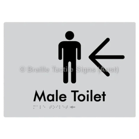 Male Toilet w/ Large Arrow - Braille Tactile Signs (Aust) - BTS02n->L-yel - Fully Custom Signs - Fast Shipping - High Quality