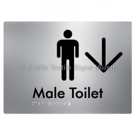 Male Toilet w/ Large Arrow - Braille Tactile Signs (Aust) - BTS02n->D-aliS - Fully Custom Signs - Fast Shipping - High Quality