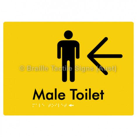 Braille Sign Male Toilet w/ Large Arrow - Braille Tactile Signs (Aust) - BTS02n->L-yel - Fully Custom Signs - Fast Shipping - High Quality - Australian Made &amp; Owned